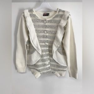 New girls ruffle cardigan jacket sweater white